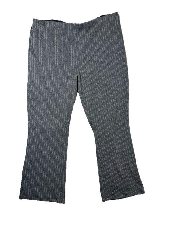 American Eagle Outfitters Pants - American Eagle Stretch Pants XL Gray Pinstripe Pull On Career Work Cropped Flare